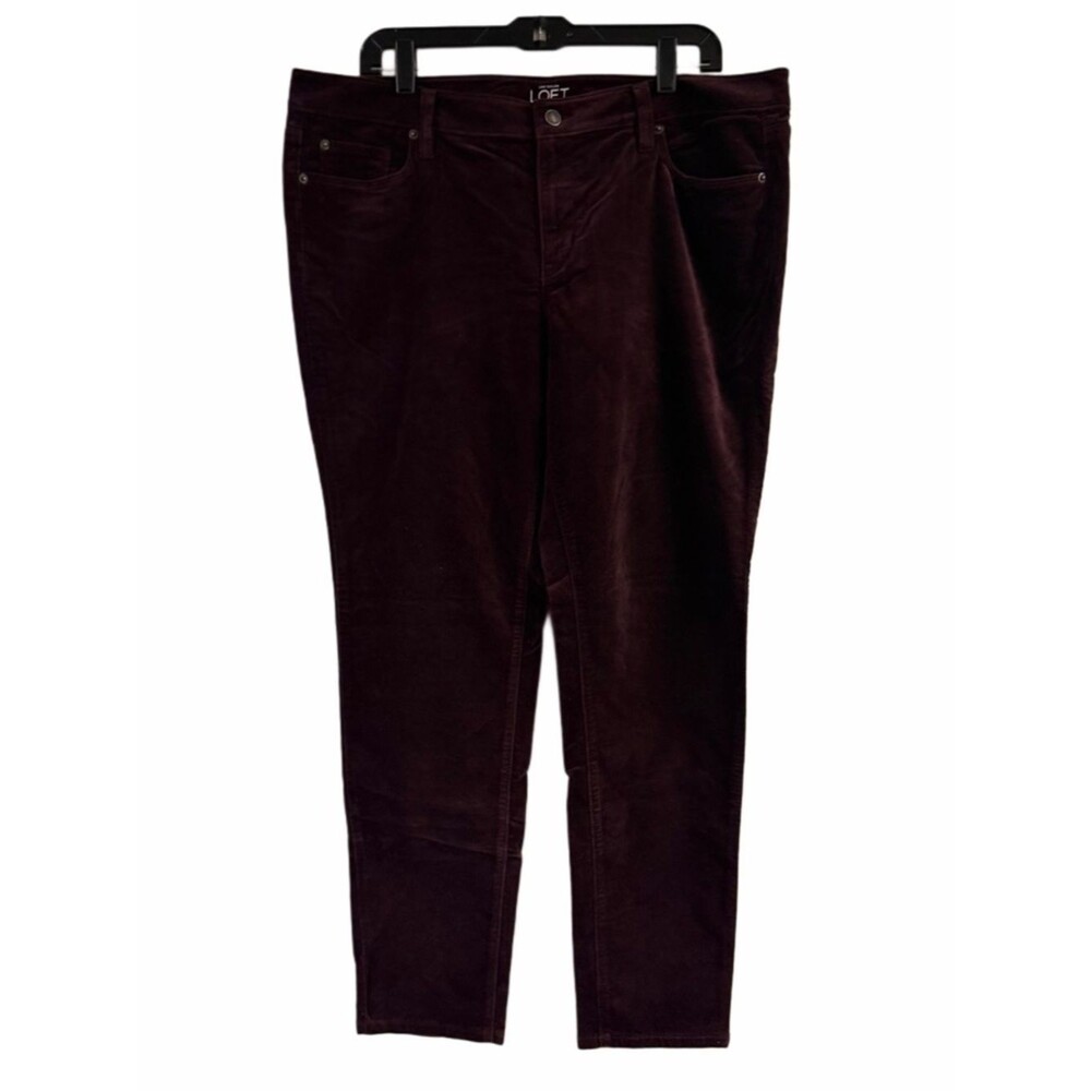 Loft Burgundy Velvet Modern Skinny Pants Size 16